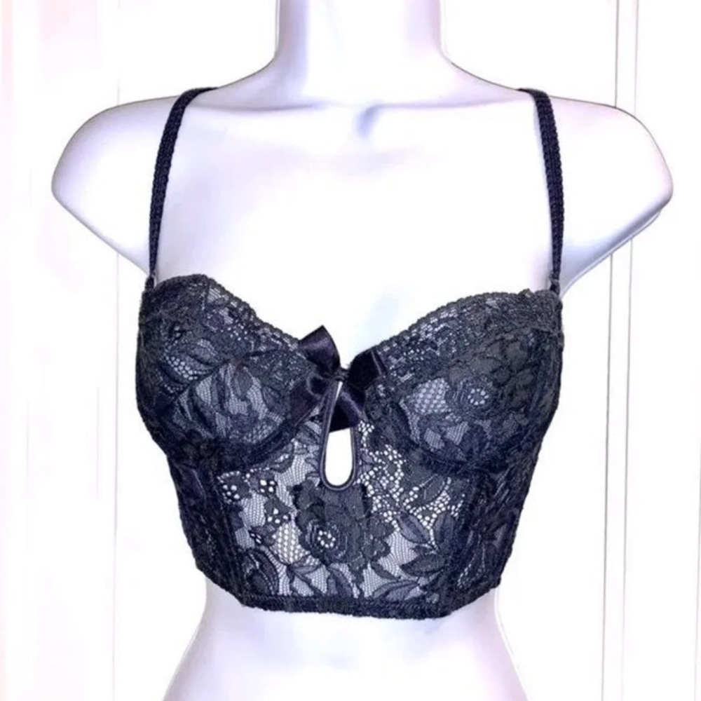 VINTAGE! CHRISTIAN DIOR SHEER LACE BUSTIER CORSET MADE IN FRANCE NWOT